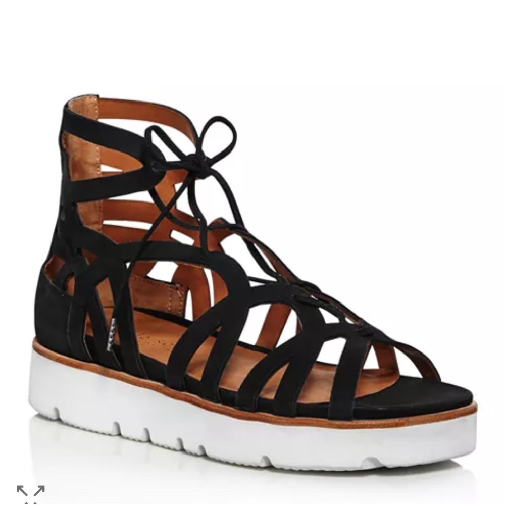 Gentle Souls Black Lace-Up Sandals